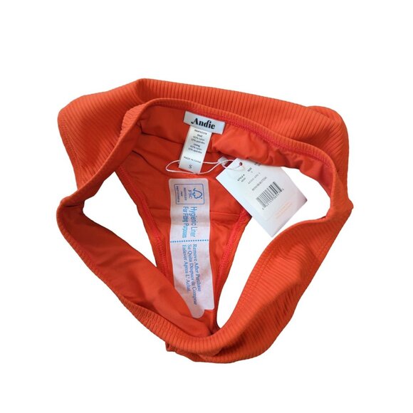 Andie Swim Bikini Rib Bottom Siren Orange Size Small - Picture 2 of 6